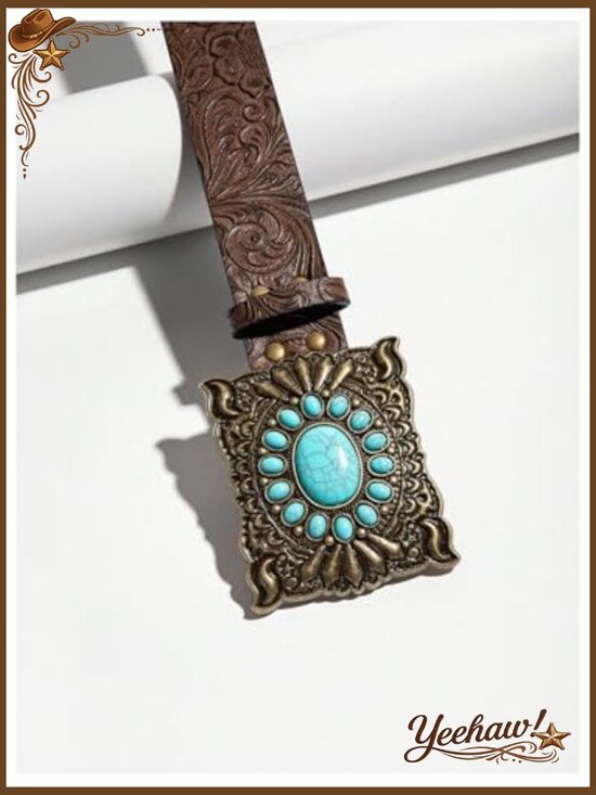 Turquoise Cowgirl Concho Belt Vintage Bohemian Leather